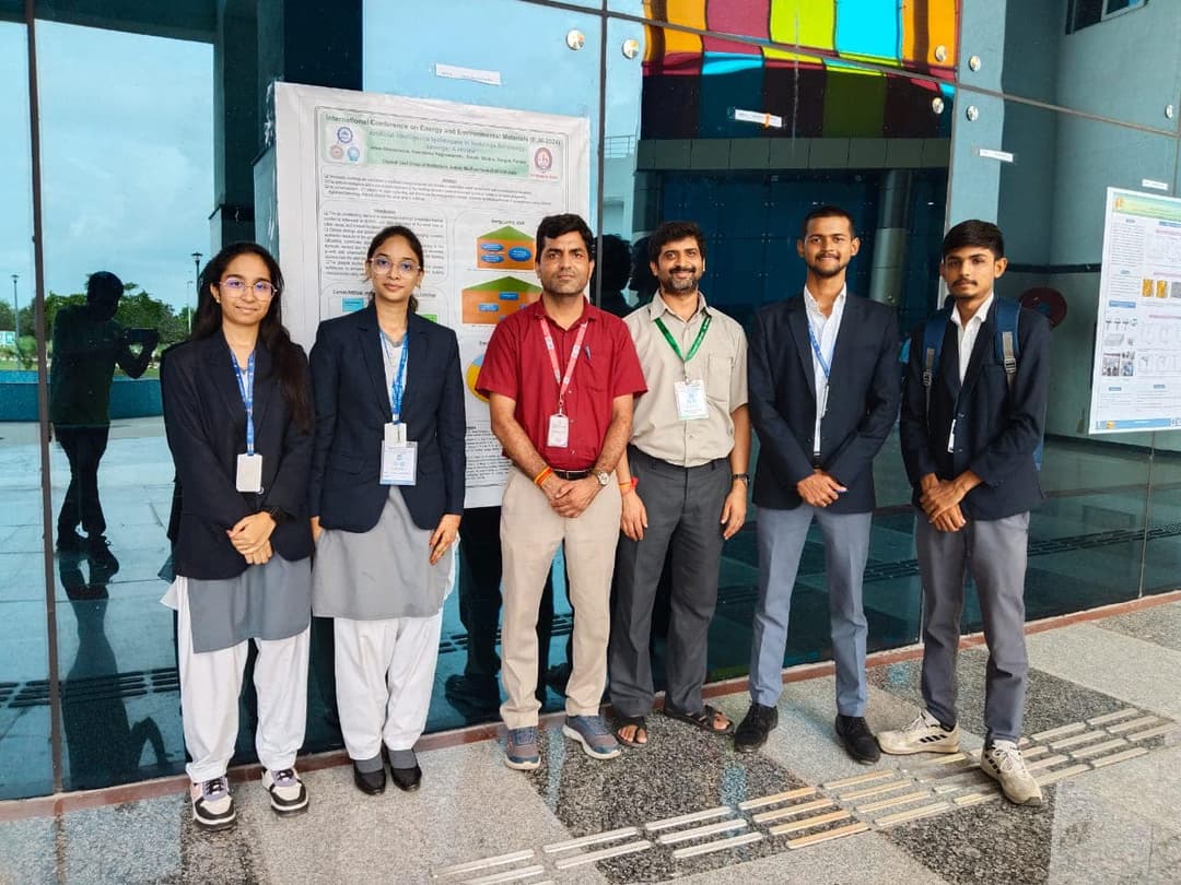 B.Tech first-year students presenting their paper at IIT Indore International Conference.