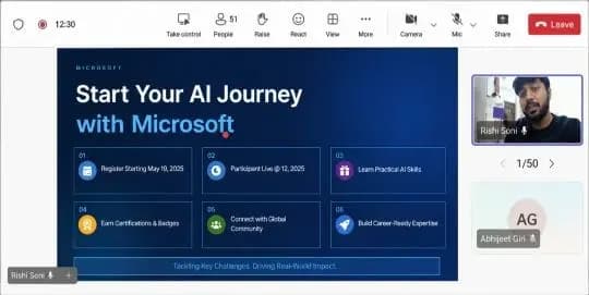 'Start Your AI Journey with Microsoft' slide shown during the AI Skill Fest online session