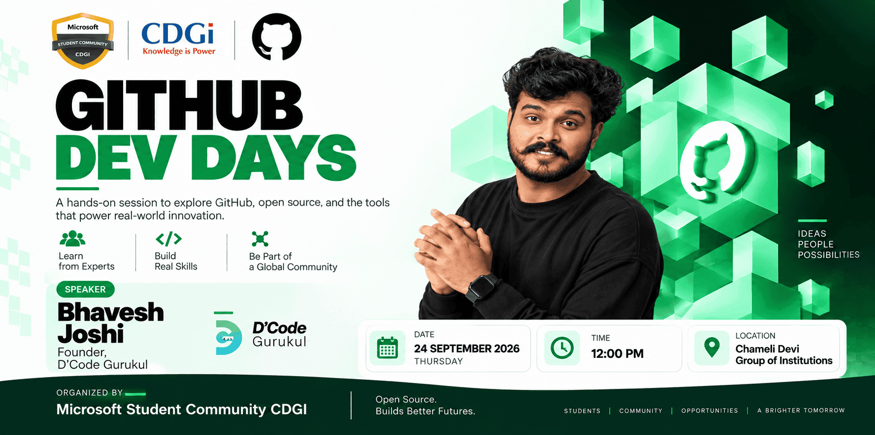 GitHub Dev Days Indore 2026 session with CDGI students