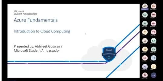 Slide explaining what Microsoft Azure is, including compute, storage, networking, databases, and AI & DevOps services