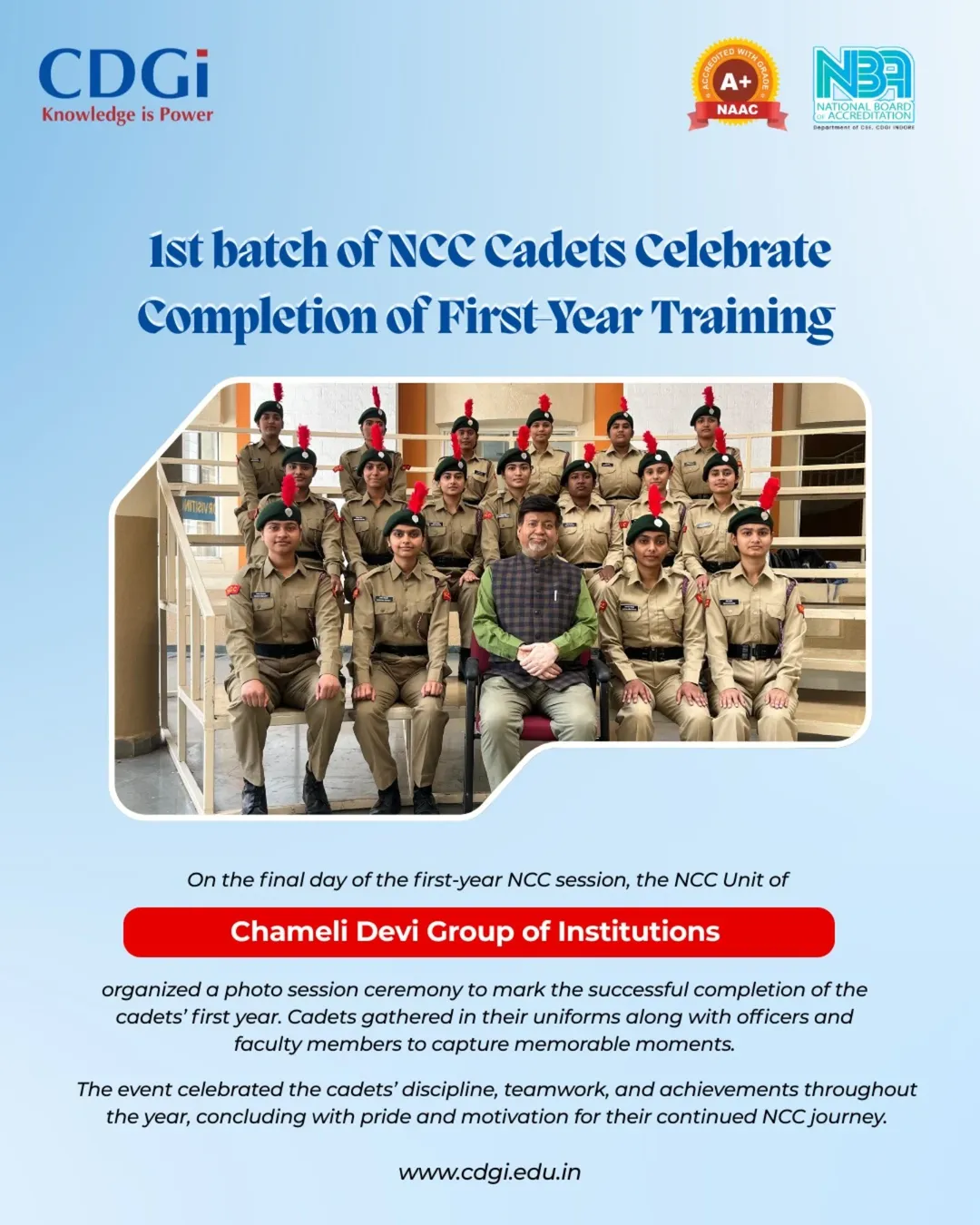 1st batch of NCC Cadets Celebrate Completion of First Year Training