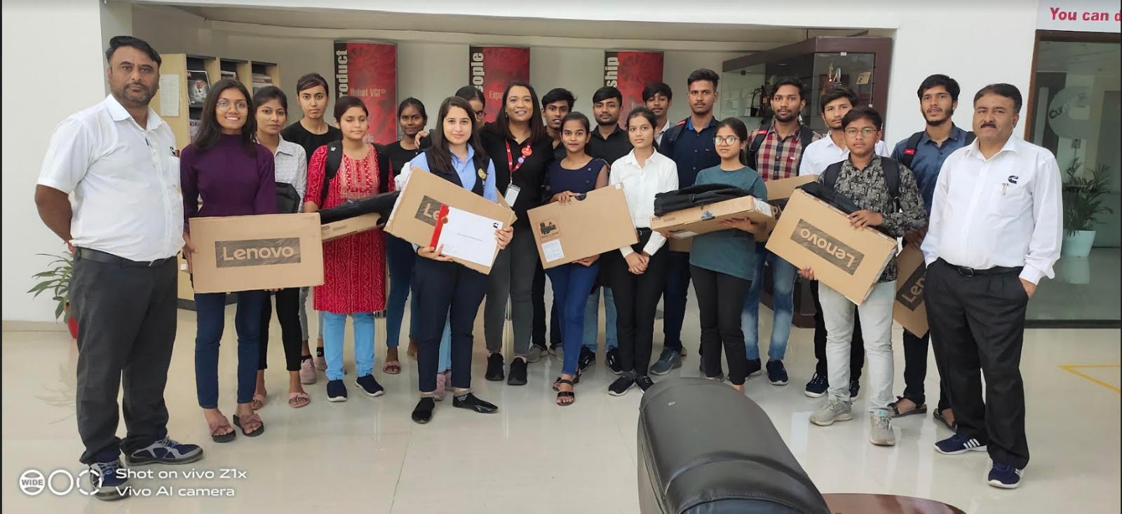 Cummins Scholarship recipients (Session 2022-23) receiving their scholarship laptop awards.